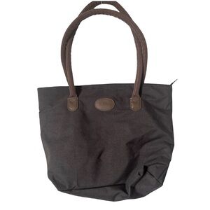 Bella‎ Russo Charcoal Grey Fabric Tote Bag with Brown Handles